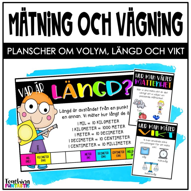 Planscher Mätenheter - Volym, vikt och längd - Teaching Funtastic