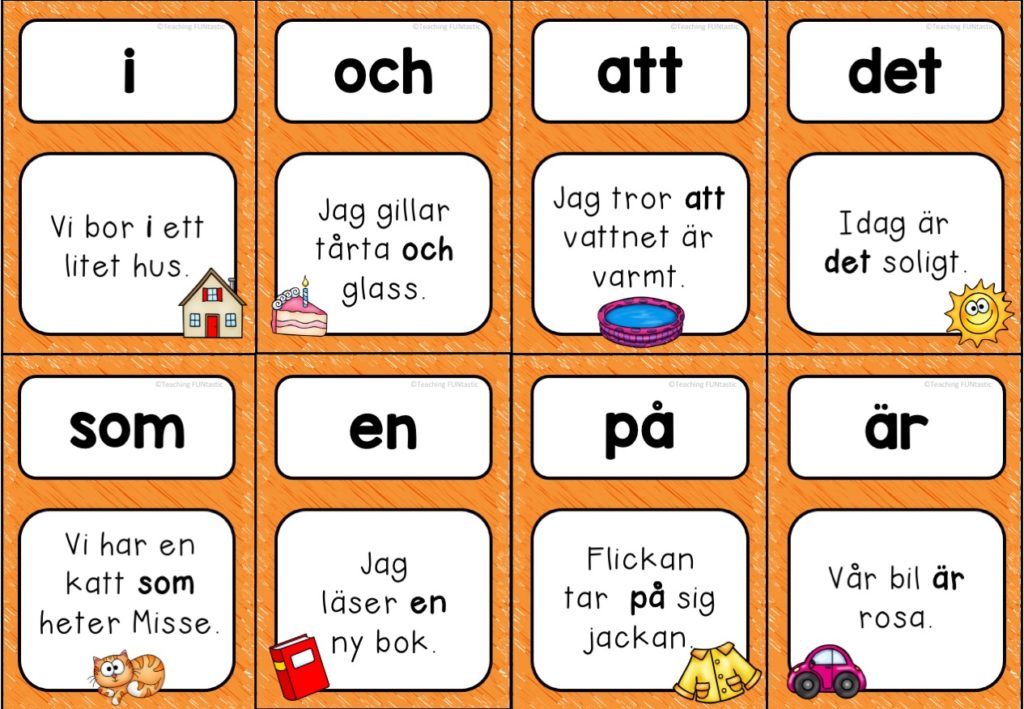 Högfrekventakort Meningar Set 1 Teaching Funtastic