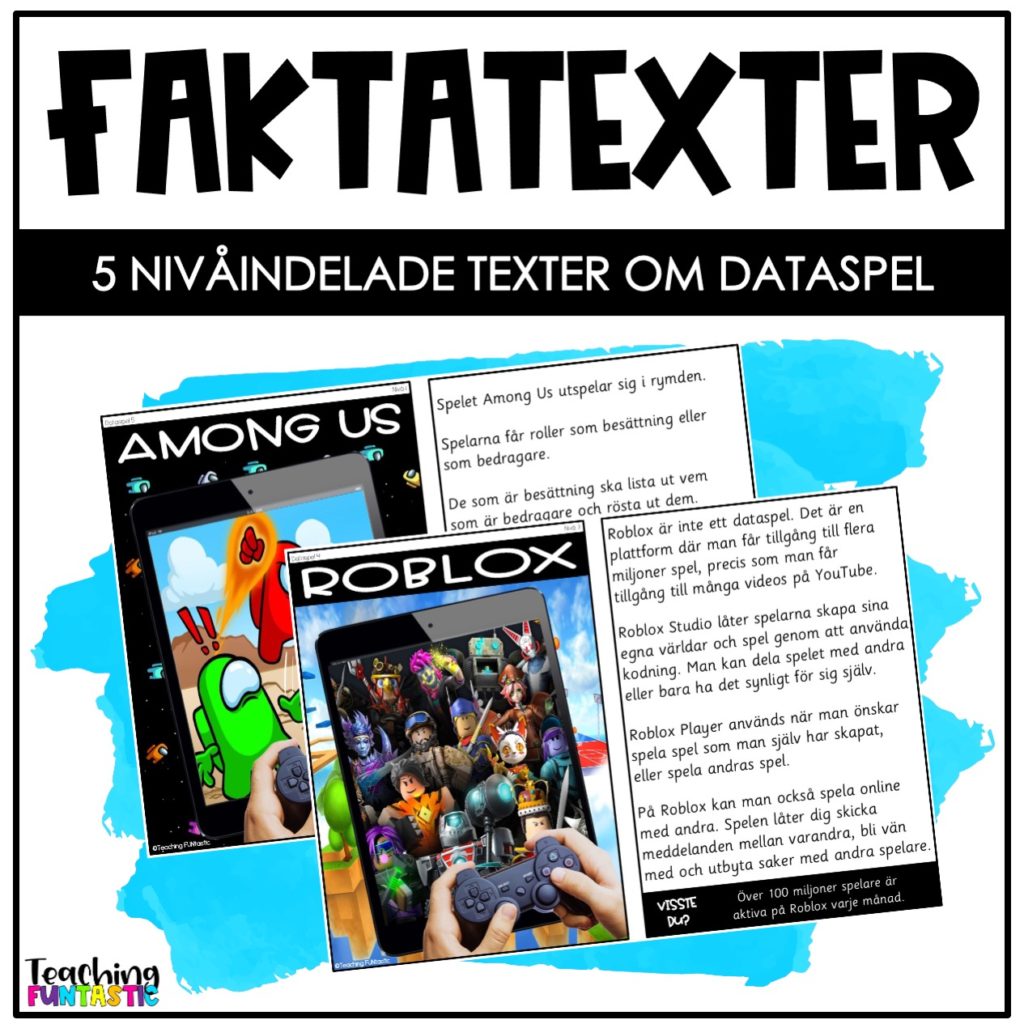 Faktatexter om dataspel - 3 läsnivåer - Teaching Funtastic
