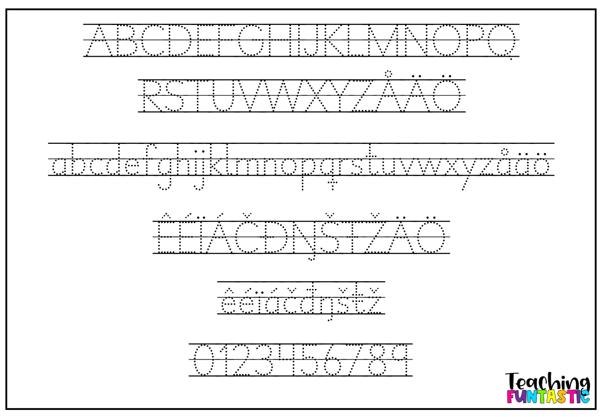 TF Typsnitt för skola | Textad 1 Prickad Stödlinjar - Bild 2