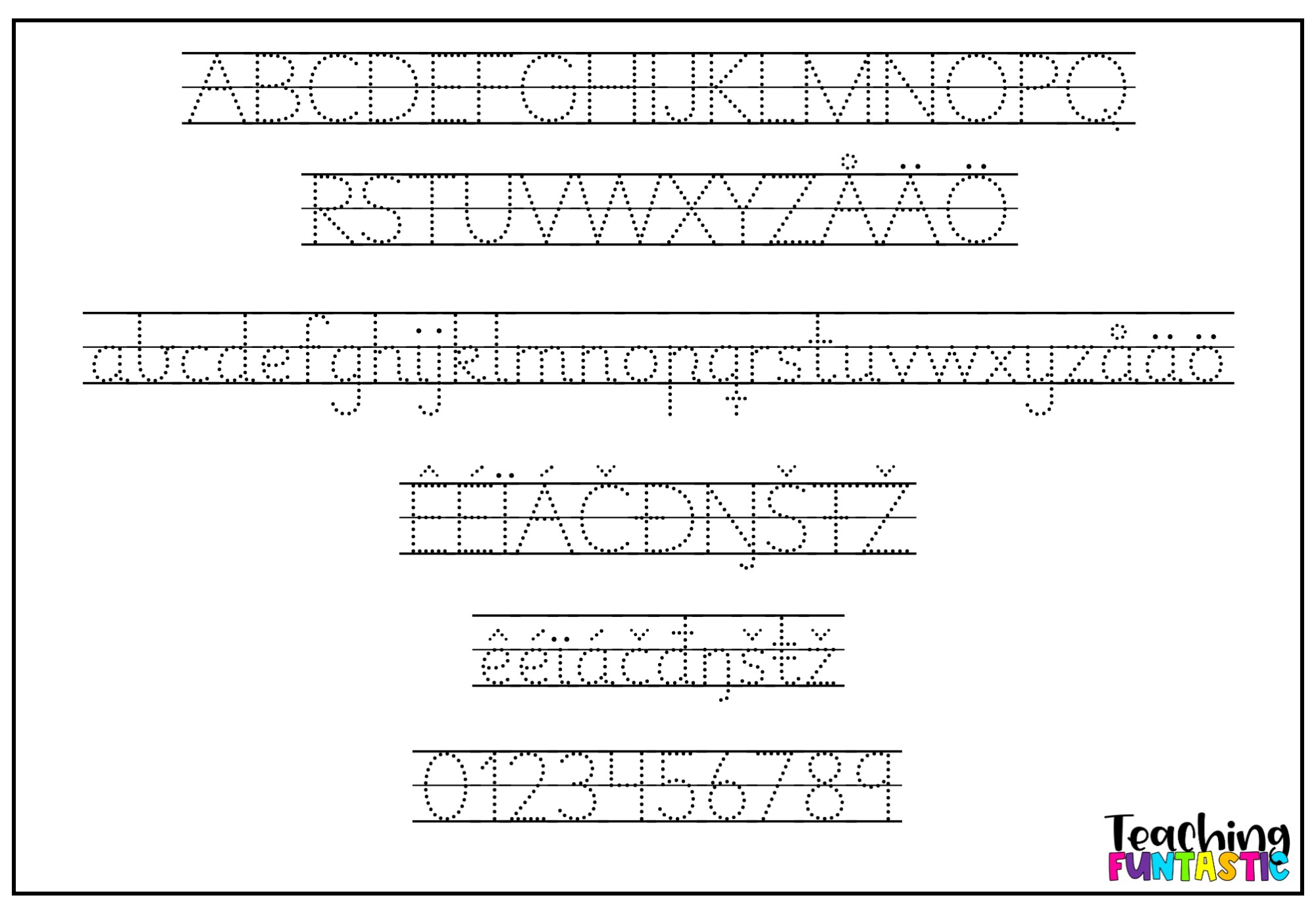 TF Typsnitt för skola | Textad 2 Prickad Stödlinjar - Bild 2
