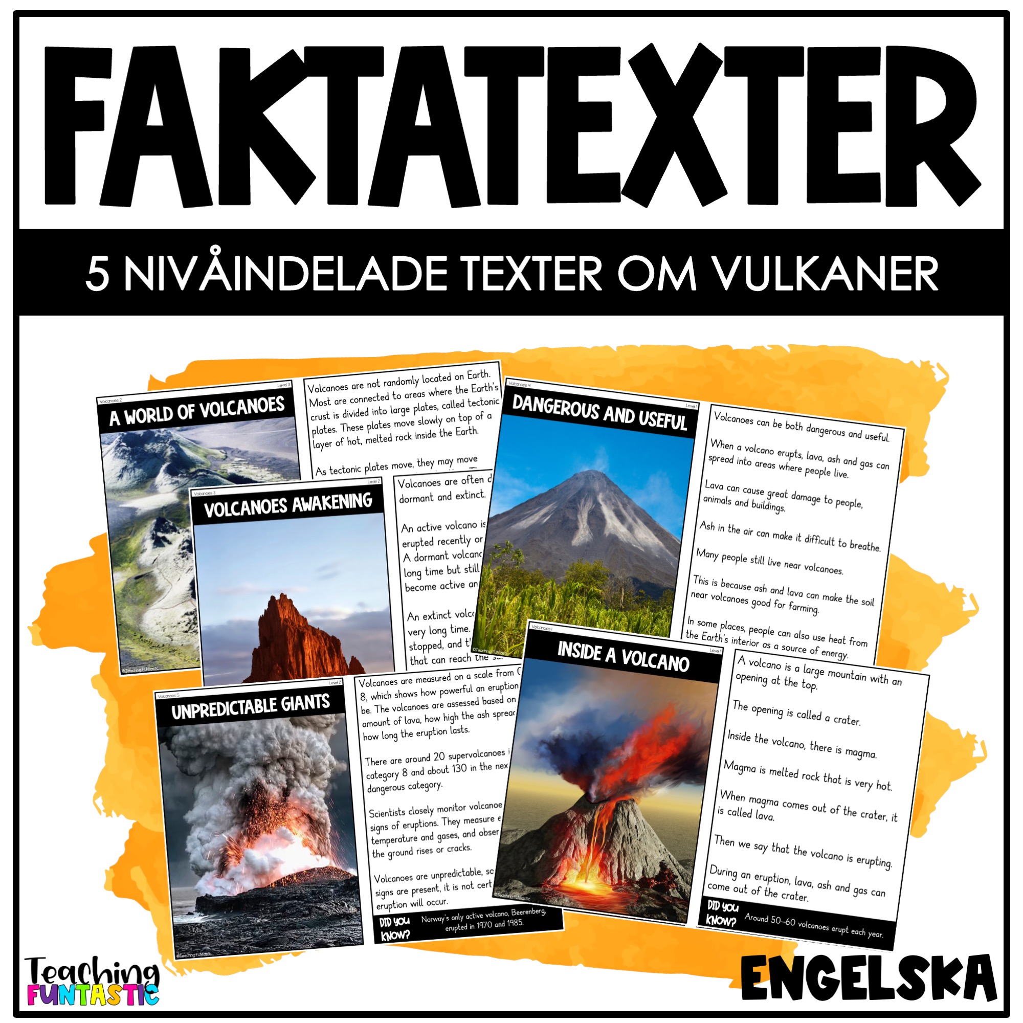 faktatexter vulkaner engelska